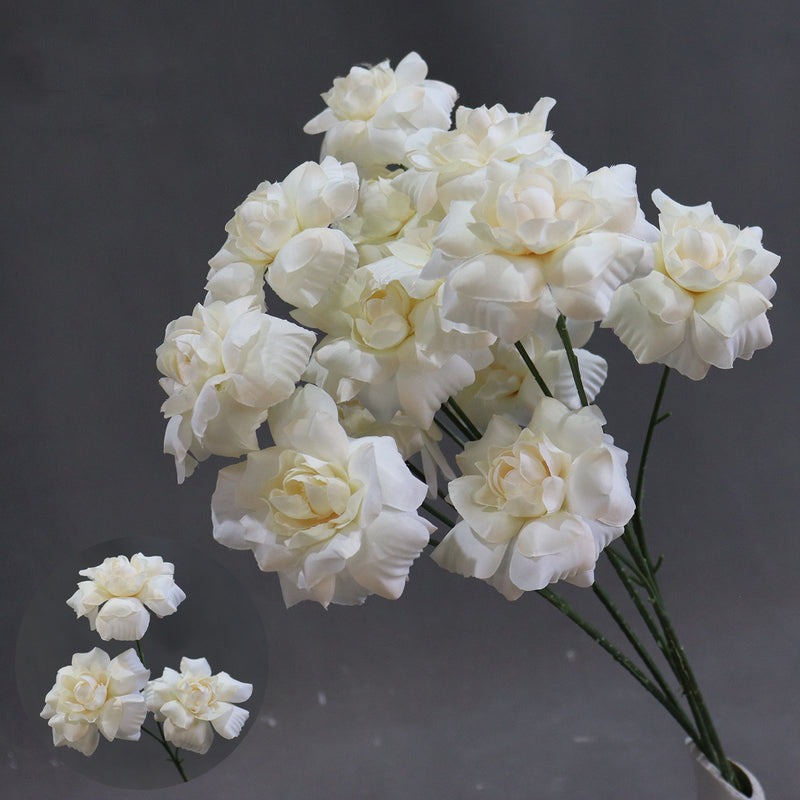 Artificial Flower Fairy's Kiss Bush, 24" Tall, Silk Wedding Aisle Decoration, 3 Blooms, Indoor Use