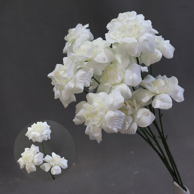 Artificial Flower Fairy's Kiss Bush, 24" Tall, Silk Wedding Aisle Decoration, 3 Blooms, Indoor Use