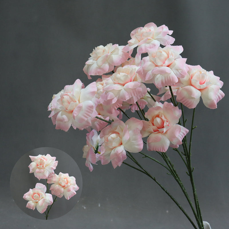 Artificial Flower Fairy's Kiss Bush, 24" Tall, Silk Wedding Aisle Decoration, 3 Blooms, Indoor Use