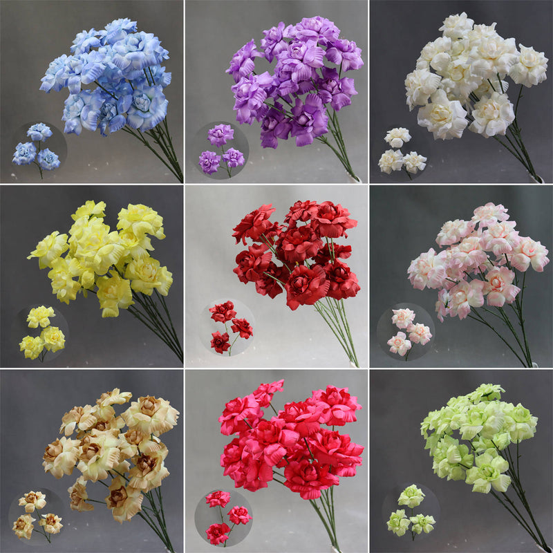 Artificial Flower Fairy's Kiss Bush, 24" Tall, Silk Wedding Aisle Decoration, 3 Blooms, Indoor Use