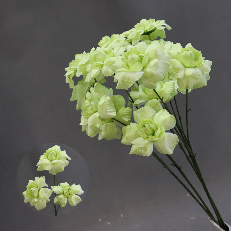 Artificial Flower Fairy's Kiss Bush, 24" Tall, Silk Wedding Aisle Decoration, 3 Blooms, Indoor Use