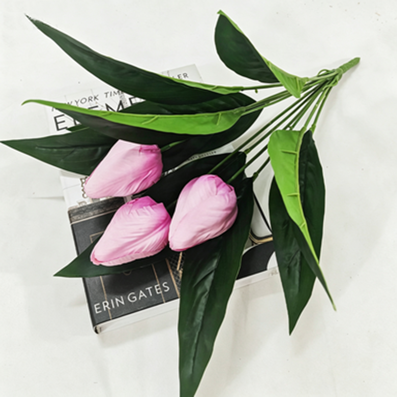 Artificial Tulips, 16" Realistic Fake Flowers, 3-Bloom Bush for Home Decor, Wedding Centerpieces, Office & Restaurant Table Settings