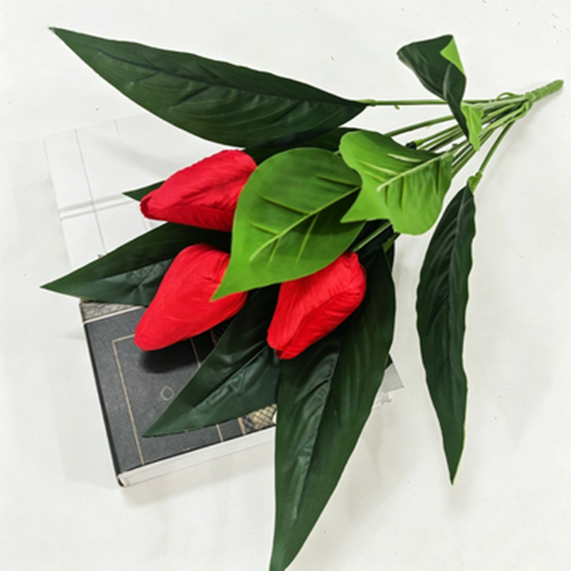 Artificial Tulips, 16" Realistic Fake Flowers, 3-Bloom Bush for Home Decor, Wedding Centerpieces, Office & Restaurant Table Settings