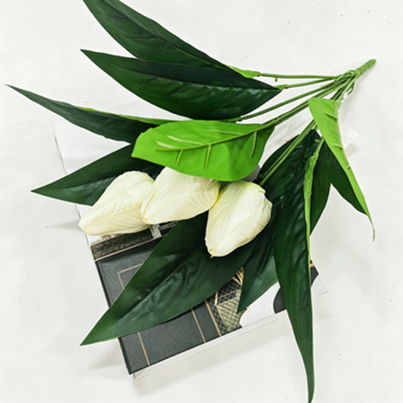 Artificial Tulips, 16" Realistic Fake Flowers, 3-Bloom Bush for Home Decor, Wedding Centerpieces, Office & Restaurant Table Settings