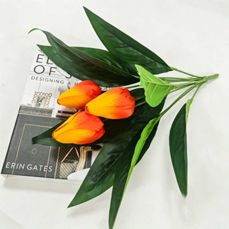 Artificial Tulips, 16" Realistic Fake Flowers, 3-Bloom Bush for Home Decor, Wedding Centerpieces, Office & Restaurant Table Settings
