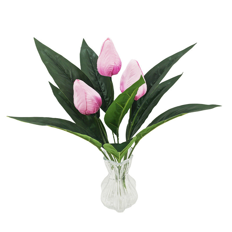 Artificial Tulips, 16" Realistic Fake Flowers, 3-Bloom Bush for Home Decor, Wedding Centerpieces, Office & Restaurant Table Settings