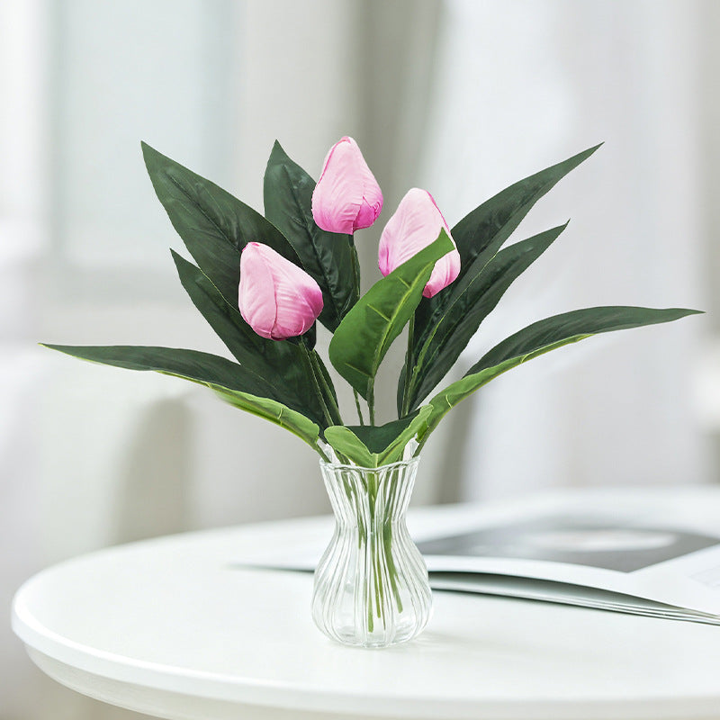 Artificial Tulips, 16" Realistic Fake Flowers, 3-Bloom Bush for Home Decor, Wedding Centerpieces, Office & Restaurant Table Settings