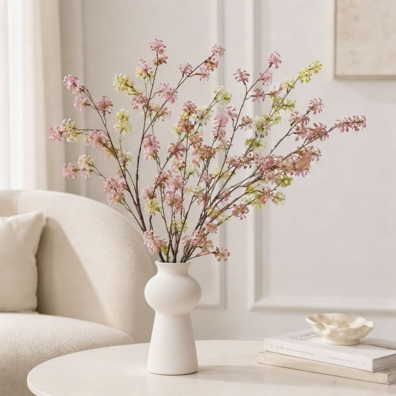 35" Artificial Pear Blossom Bush, Realistic Faux Flower Branch for Home Decor, Weddings, and Events
