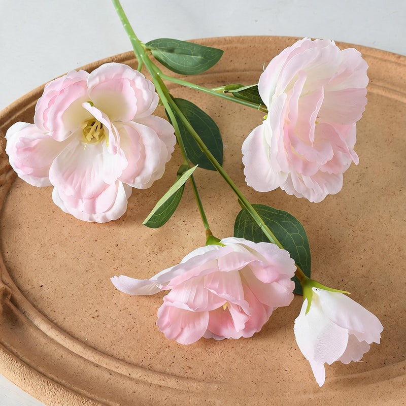 Artificial Lisianthus Bush, Silk Flowers, 22" Tall, 4 Blooms, Perfect for Weddings, Home Decor, and Events