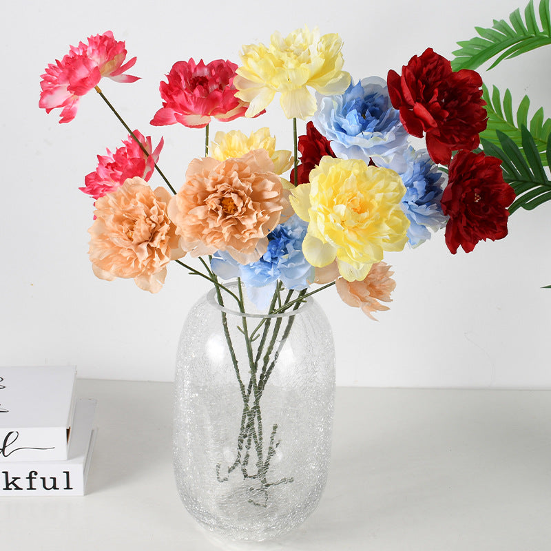 Artificial Peony Bush, 3 Blooms, 26" Tall, Wedding & Home Decor, Allergy-Free, Pet-Safe, Plastic, Bulk Discounts Available