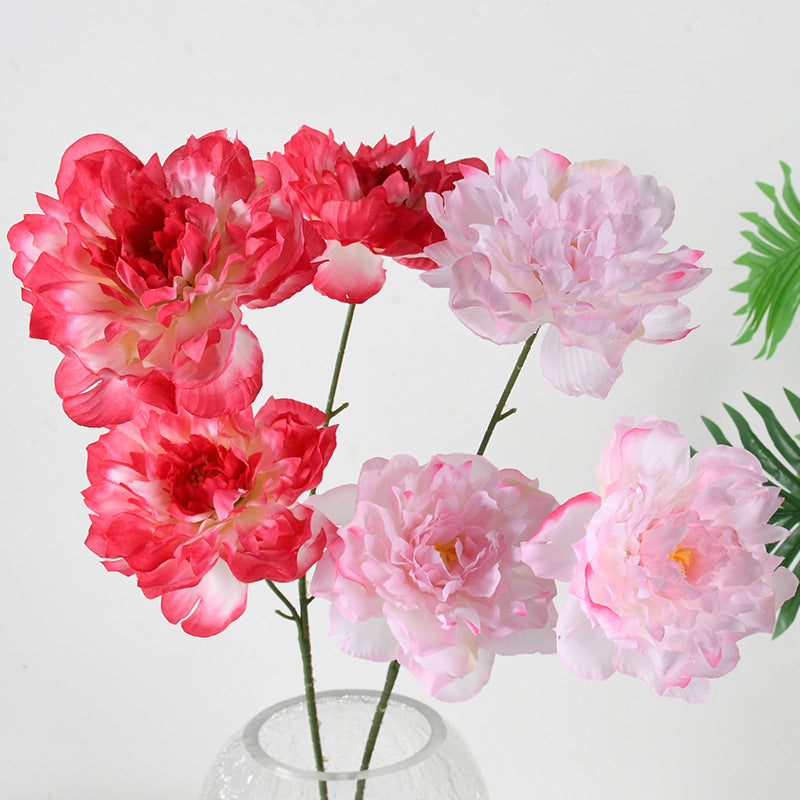 Artificial Peony Bush, 3 Blooms, 26" Tall, Wedding & Home Decor, Allergy-Free, Pet-Safe, Plastic, Bulk Discounts Available