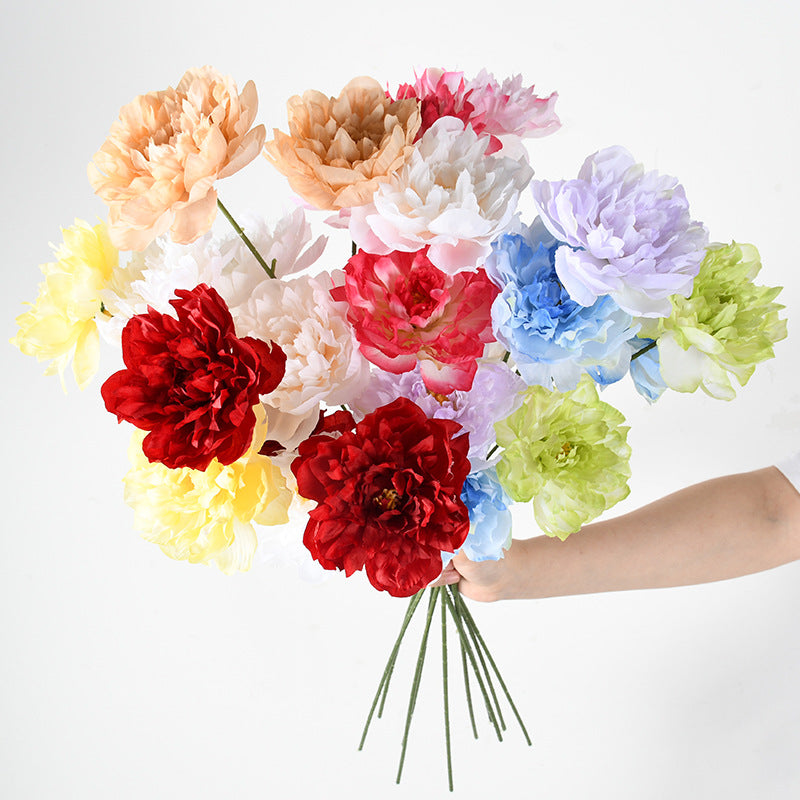 Artificial Peony Bush, 3 Blooms, 26" Tall, Wedding & Home Decor, Allergy-Free, Pet-Safe, Plastic, Bulk Discounts Available