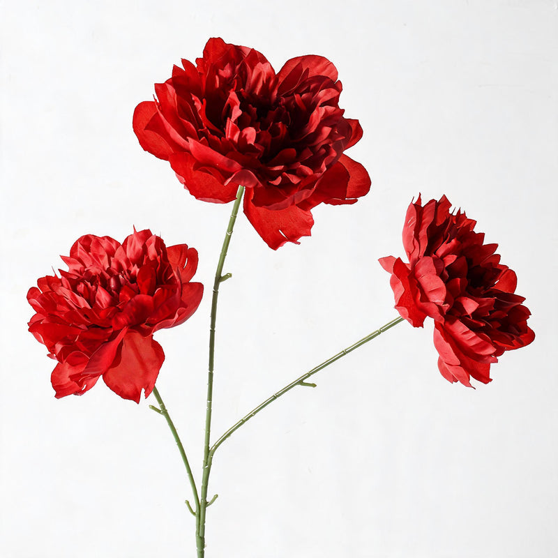 Artificial Peony Bush, 3 Blooms, 26" Tall, Wedding & Home Decor, Allergy-Free, Pet-Safe, Plastic, Bulk Discounts Available