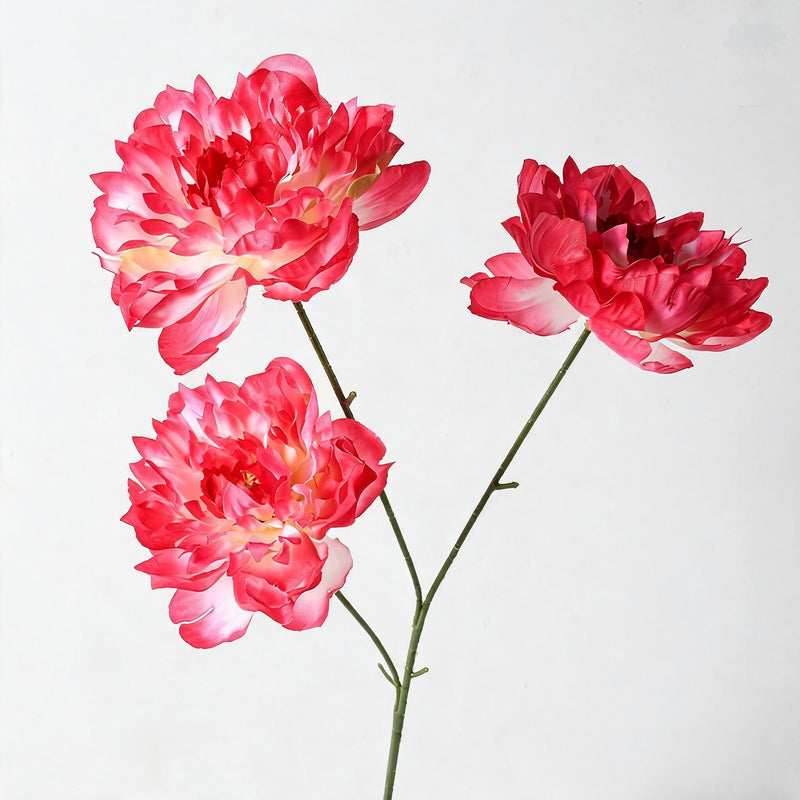 Artificial Peony Bush, 3 Blooms, 26" Tall, Wedding & Home Decor, Allergy-Free, Pet-Safe, Plastic, Bulk Discounts Available
