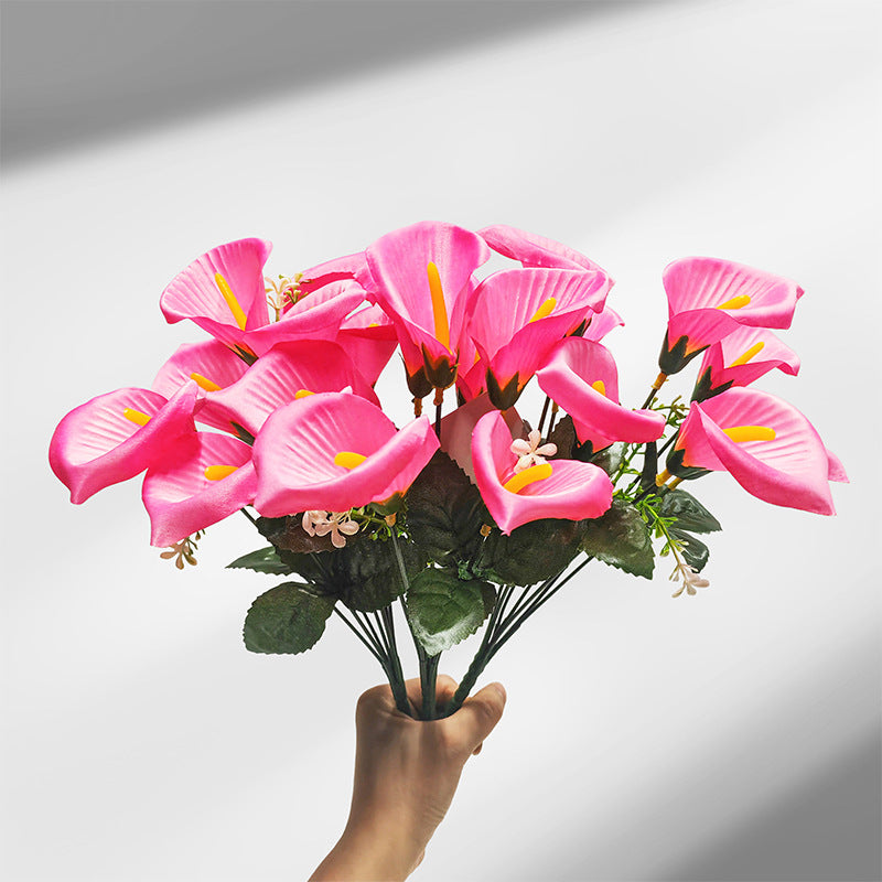 Mini Calla Lily Artificial Flower Bouquet, 12" Height, 7 Blooms, Silk Wedding Bouquets, Home Decor, Event Styling