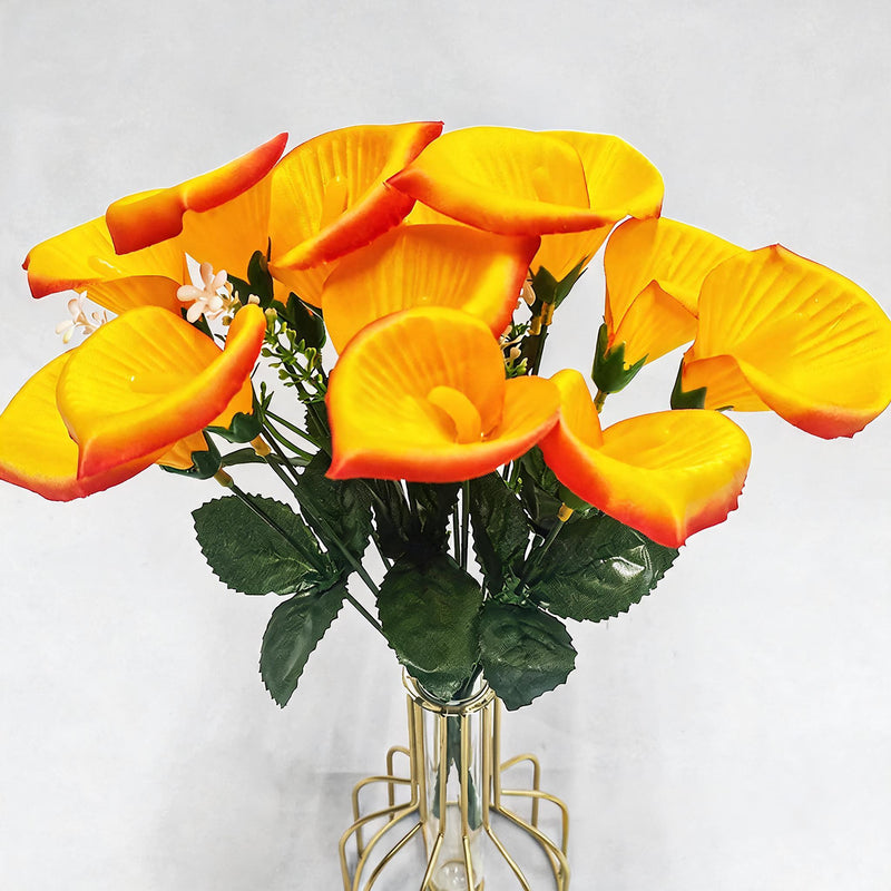 Mini Calla Lily Artificial Flower Bouquet, 12" Height, 7 Blooms, Silk Wedding Bouquets, Home Decor, Event Styling