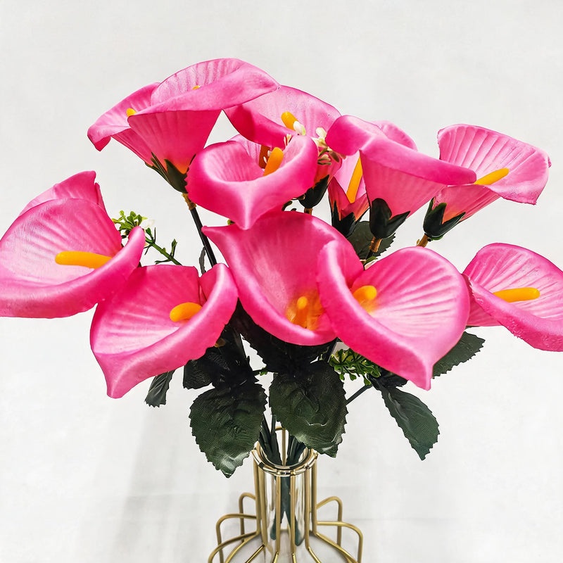 Mini Calla Lily Artificial Flower Bouquet, 12" Height, 7 Blooms, Silk Wedding Bouquets, Home Decor, Event Styling