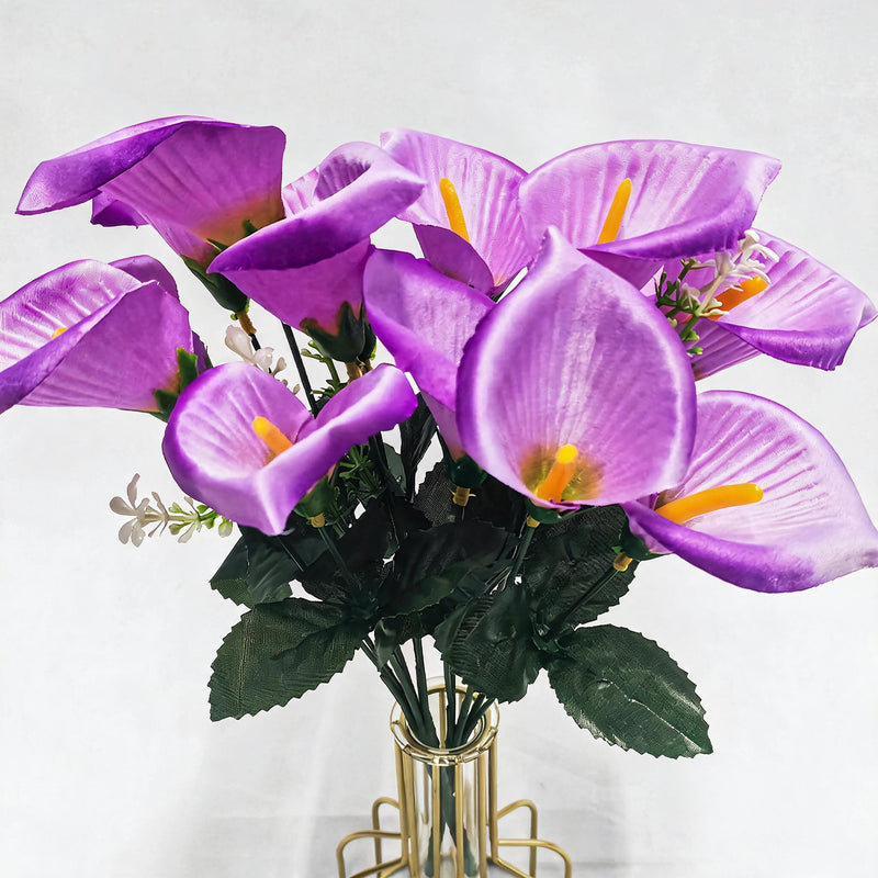 Mini Calla Lily Artificial Flower Bouquet, 12" Height, 7 Blooms, Silk Wedding Bouquets, Home Decor, Event Styling