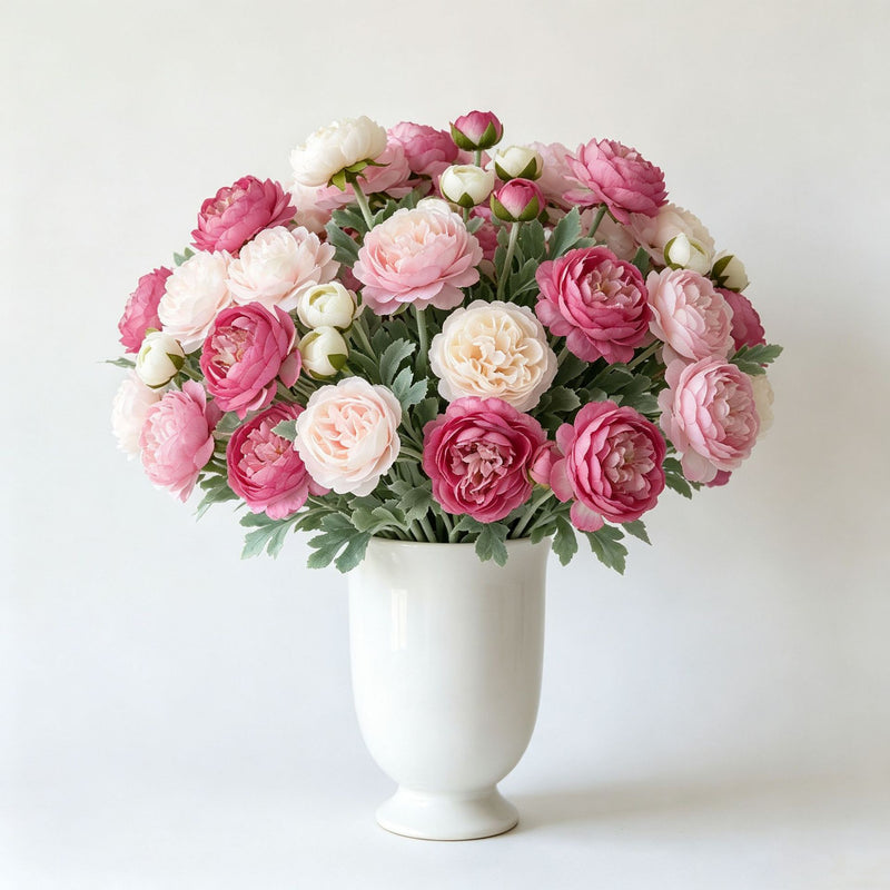 Premium Artificial Lotus Flower Bouquet, 3-Bloom Bush, 20" Tall, Silk Wedding Decor, Indoor Floral Arrangement