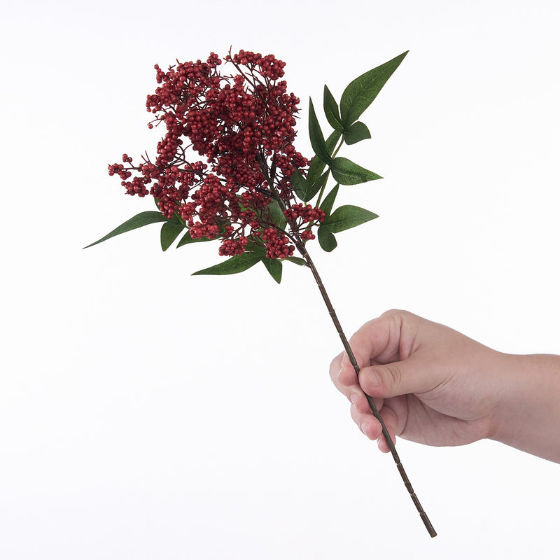 Artificial Nandina Berries, 16" Bush Stems, Realistic Fake Foliage for Vase Arrangements, Wedding Centerpieces & Home Decor