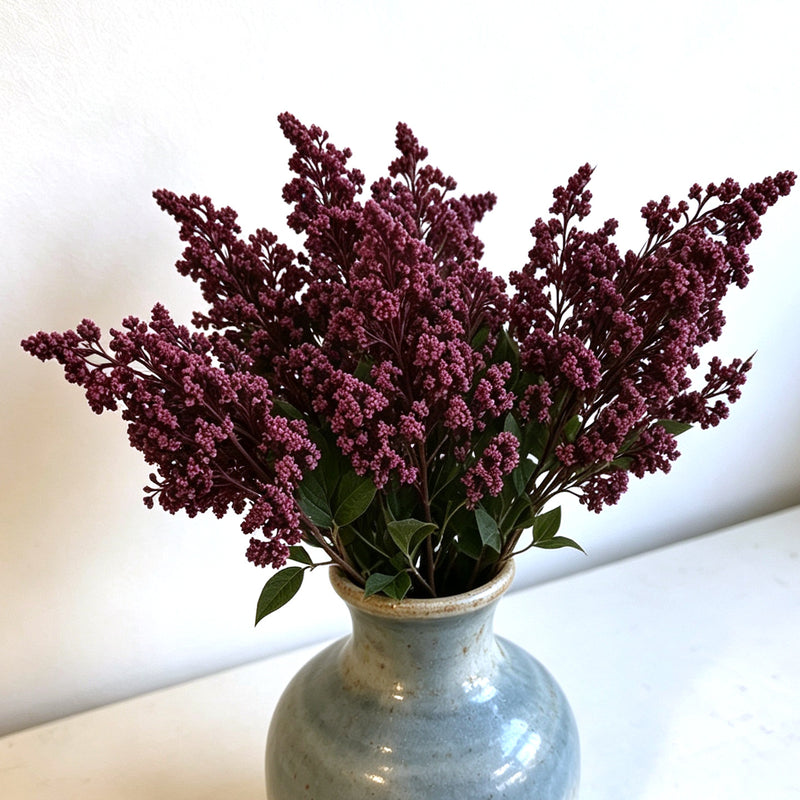 Artificial Nandina Berries, 16" Bush Stems, Realistic Fake Foliage for Vase Arrangements, Wedding Centerpieces & Home Decor