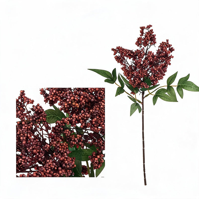 Artificial Nandina Berries, 16" Bush Stems, Realistic Fake Foliage for Vase Arrangements, Wedding Centerpieces & Home Decor