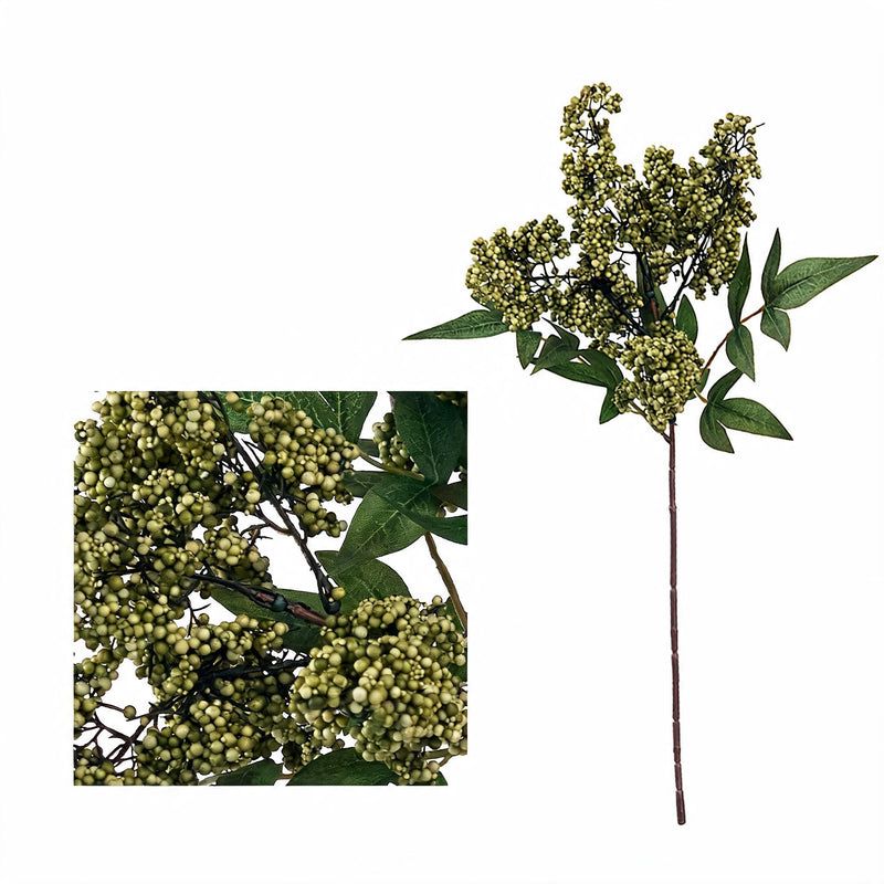 Artificial Nandina Berries, 16" Bush Stems, Realistic Fake Foliage for Vase Arrangements, Wedding Centerpieces & Home Decor
