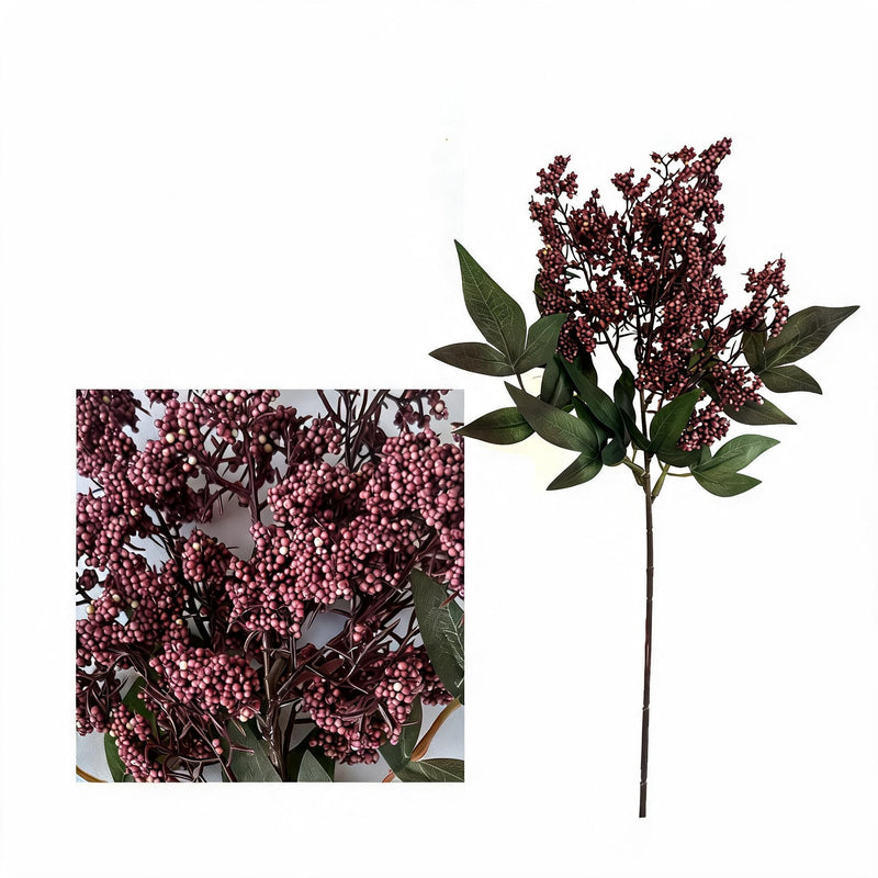 Artificial Nandina Berries, 16" Bush Stems, Realistic Fake Foliage for Vase Arrangements, Wedding Centerpieces & Home Decor