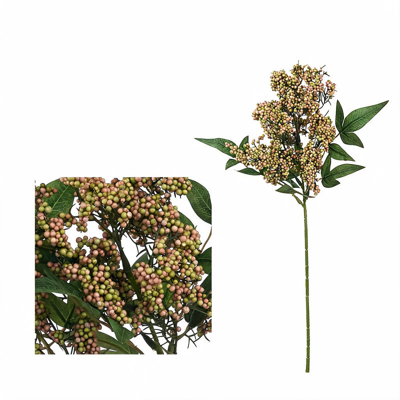 Artificial Nandina Berries, 16" Bush Stems, Realistic Fake Foliage for Vase Arrangements, Wedding Centerpieces & Home Decor