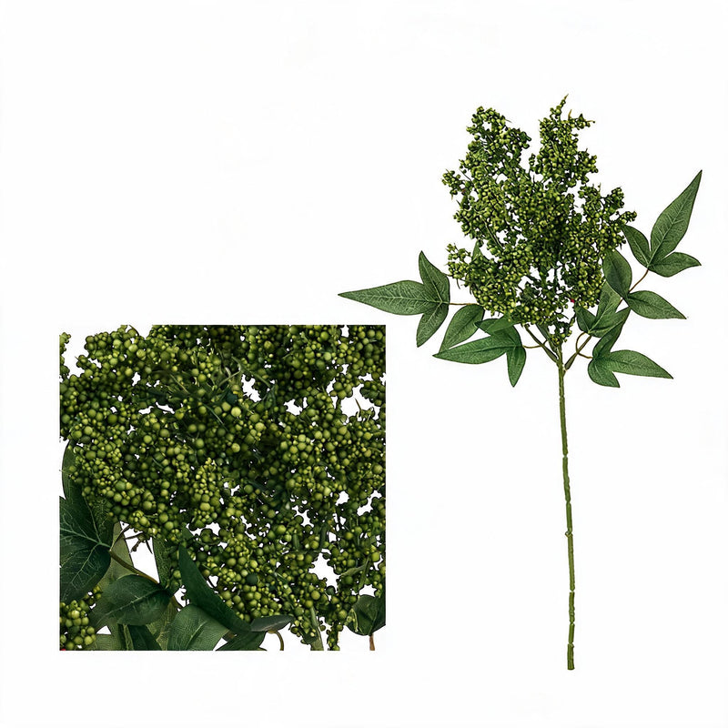 Artificial Nandina Berries, 16" Bush Stems, Realistic Fake Foliage for Vase Arrangements, Wedding Centerpieces & Home Decor