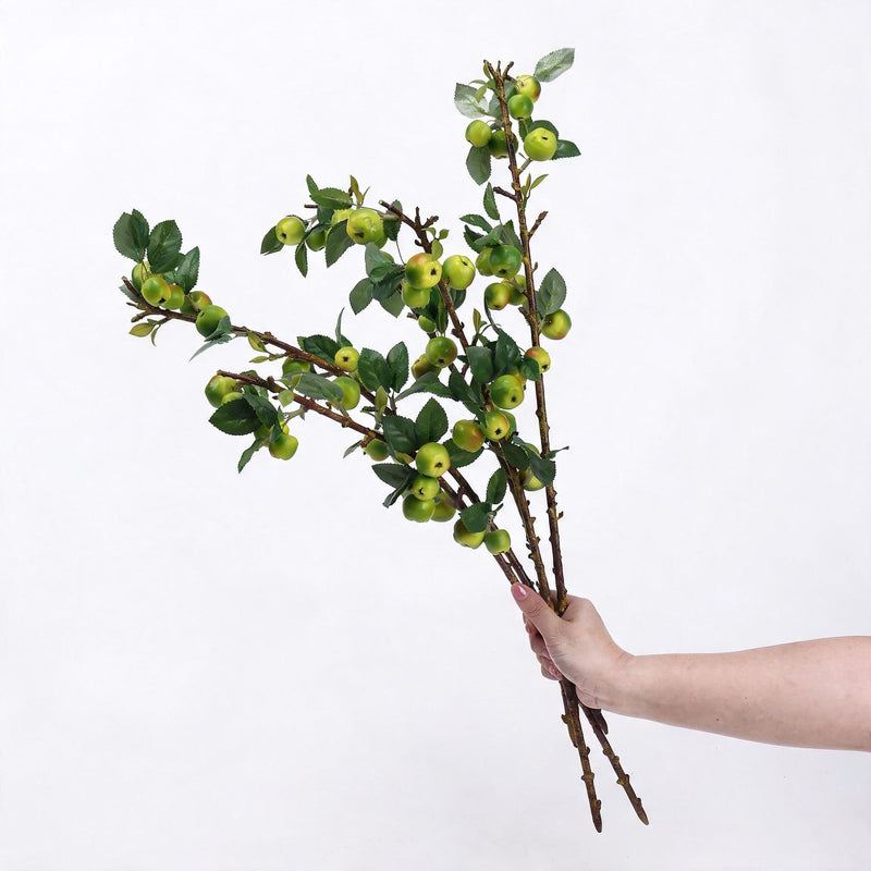 Artificial Green Apple Branch, Single Stem, 24", Plastic, Home Decor, Wedding & Event Styling