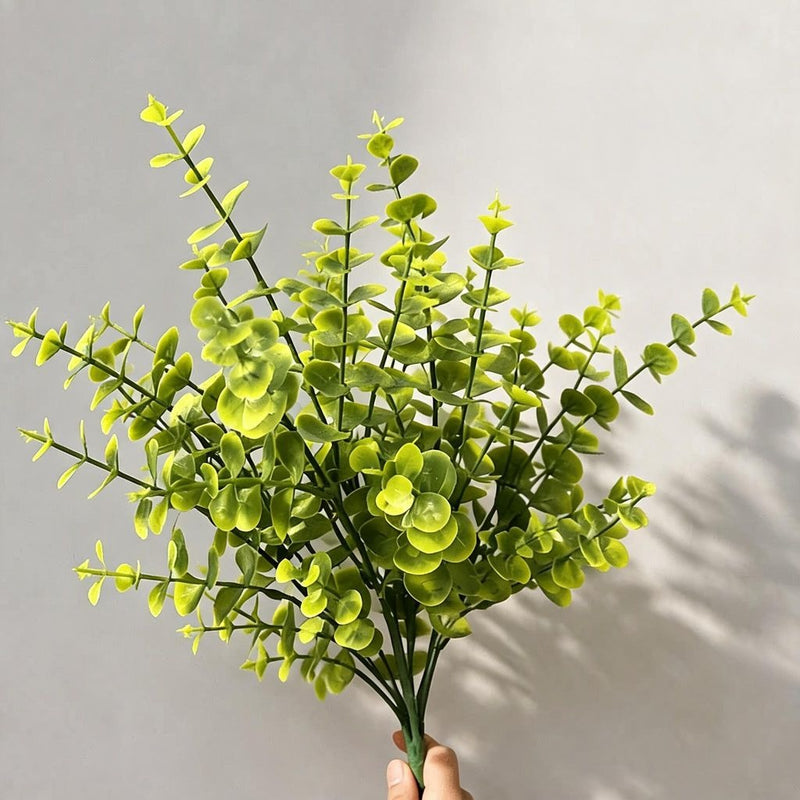 Artificial Eucalyptus Bush, 12" Tall, Realistic Fake Greenery for Home Decor, Weddings, Offices, and Events, Allergy & Pet Safe, Zero Maintenance