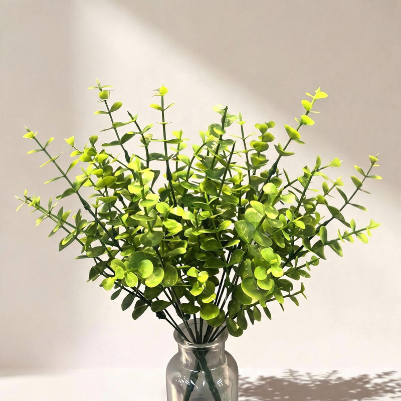 Artificial Eucalyptus Bush, 12" Tall, Realistic Fake Greenery for Home Decor, Weddings, Offices, and Events, Allergy & Pet Safe, Zero Maintenance