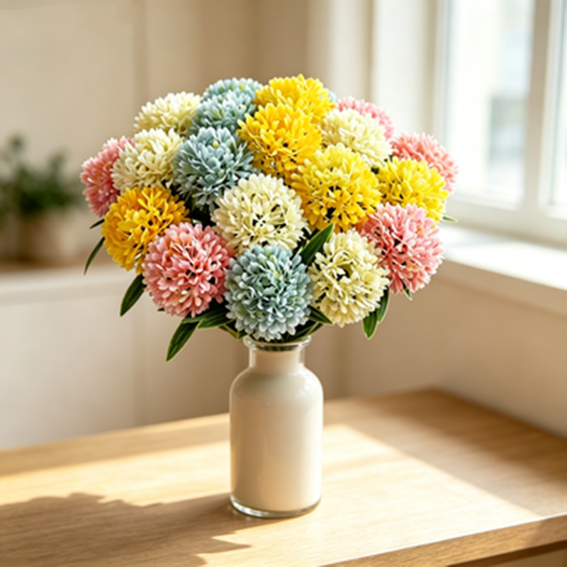 Single Stem Artificial Hydrangea & Dandelion Flowers, 10" Height, Pack of 10, Perfect for Wedding Decor, Home Arrangements, DIY Projects