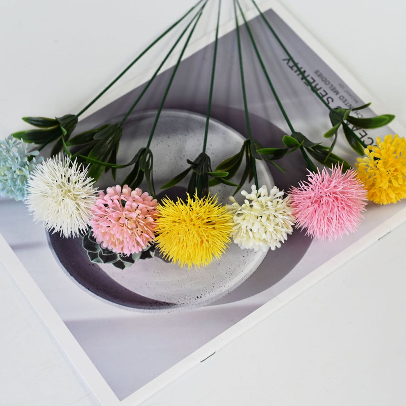 Single Stem Artificial Hydrangea & Dandelion Flowers, 10" Height, Pack of 10, Perfect for Wedding Decor, Home Arrangements, DIY Projects
