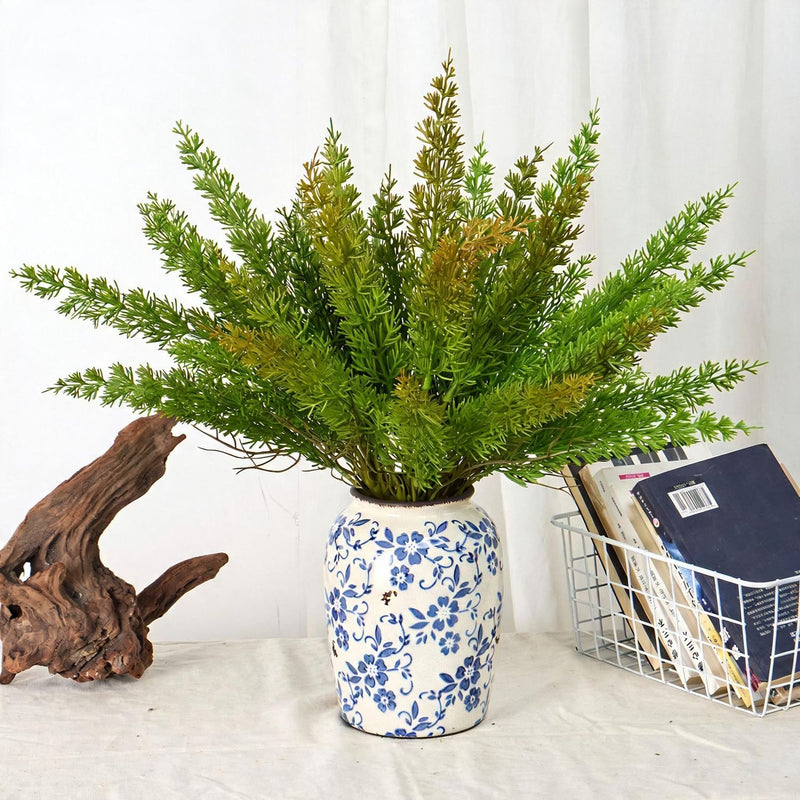 20" Artificial Asparagus Fern Bush, 12 Stems, Realistic Faux Greenery for Home Decor, Wedding Arrangements, and Office Spaces