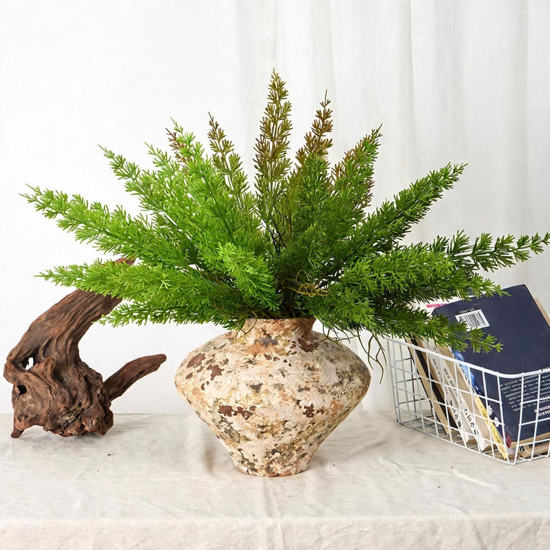 20" Artificial Asparagus Fern Bush, 12 Stems, Realistic Faux Greenery for Home Decor, Wedding Arrangements, and Office Spaces