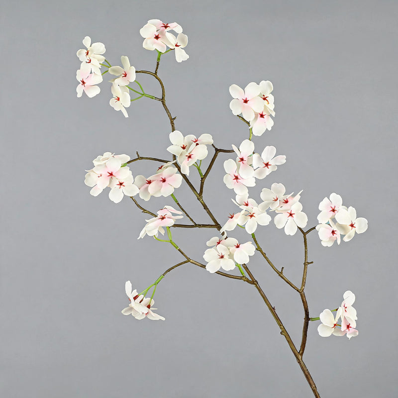 Artificial Pear Blossom Branch, 30" Single Stem, Pink & White, Modern Silk Floral Decor for Home, Office, Wedding, or Commercial Displays