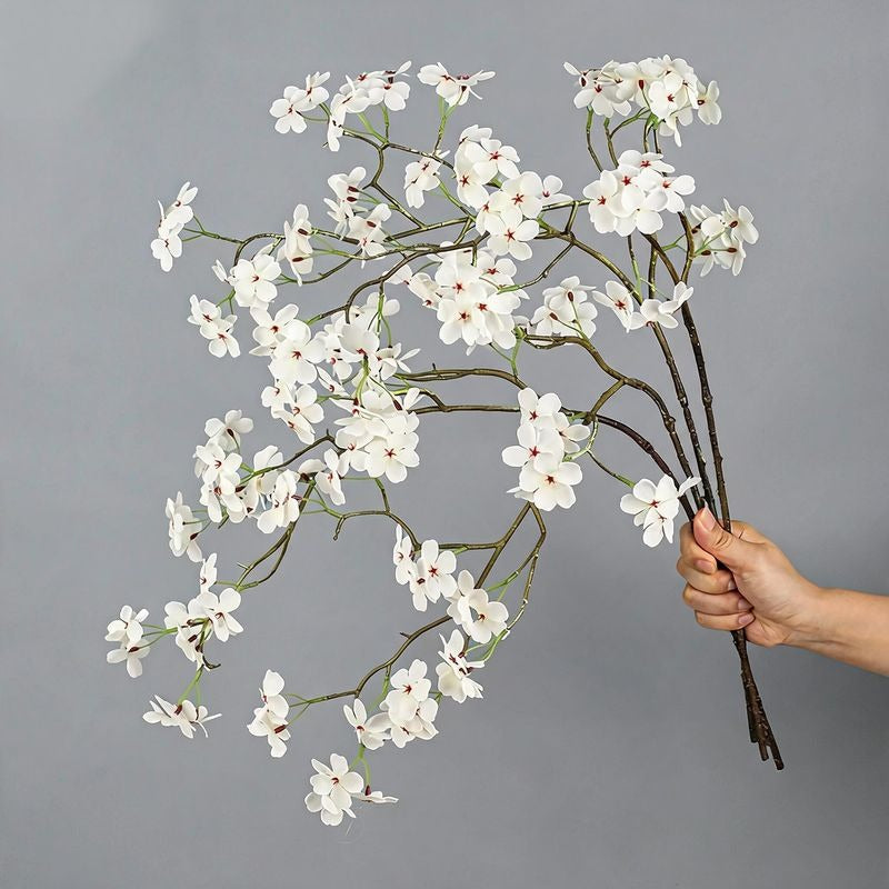 Artificial Pear Blossom Branch, 30" Single Stem, Pink & White, Modern Silk Floral Decor for Home, Office, Wedding, or Commercial Displays