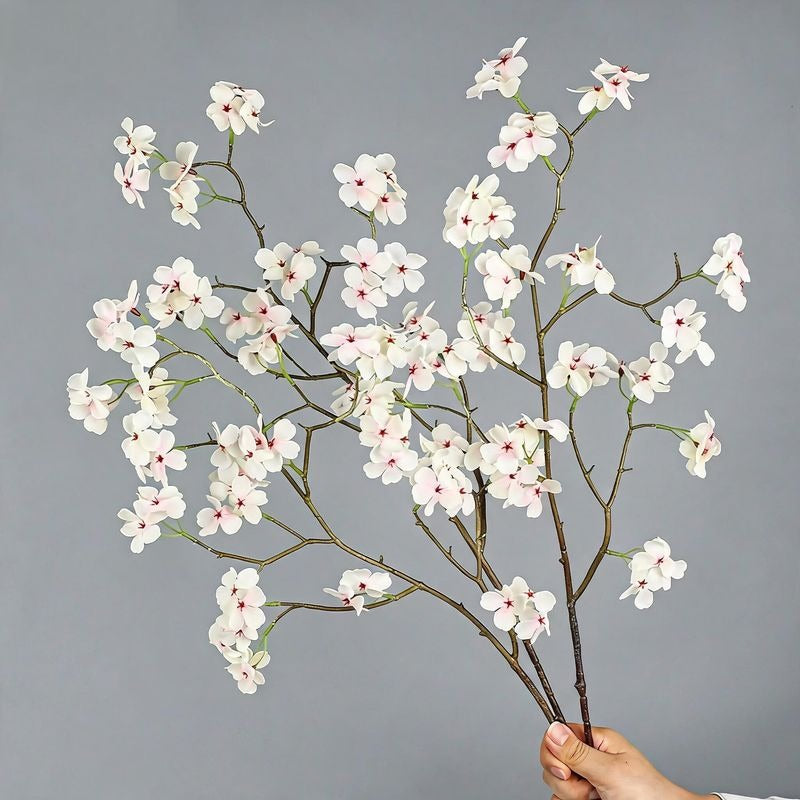 Artificial Pear Blossom Branch, 30" Single Stem, Pink & White, Modern Silk Floral Decor for Home, Office, Wedding, or Commercial Displays