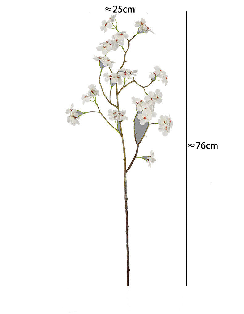 Artificial Pear Blossom Branch, 30" Single Stem, Pink & White, Modern Silk Floral Decor for Home, Office, Wedding, or Commercial Displays