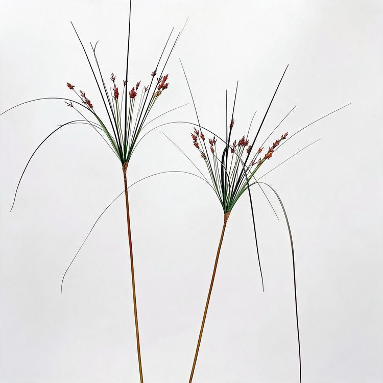 Artificial Umbrella Grass Fountain Grass Stems, Set of 2, 53" Tall, Modern Home Decor, Office, Hotel, or Commercial Space Decoration, Indoor Use