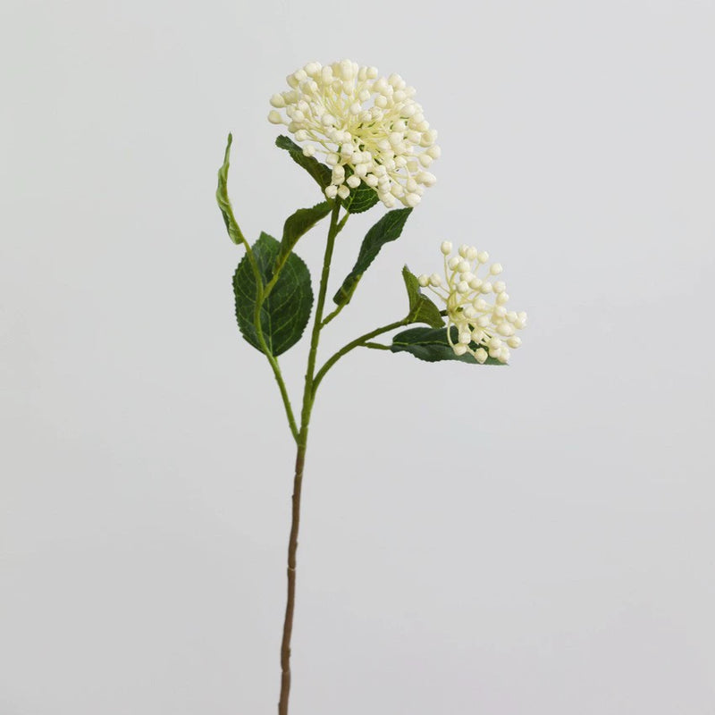 Artificial Hydrangea Stem, Single Stem with 2 Blooms, 21" Height, Silk Flower for Home Decor, Wedding Arrangements, and Commercial Displays
