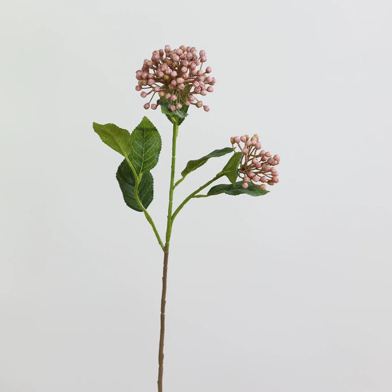 Artificial Hydrangea Stem, Single Stem with 2 Blooms, 21" Height, Silk Flower for Home Decor, Wedding Arrangements, and Commercial Displays