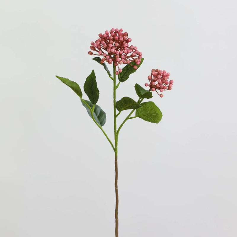 Artificial Hydrangea Stem, Single Stem with 2 Blooms, 21" Height, Silk Flower for Home Decor, Wedding Arrangements, and Commercial Displays
