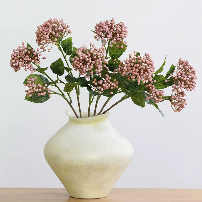 Artificial Hydrangea Stem, Single Stem with 2 Blooms, 21" Height, Silk Flower for Home Decor, Wedding Arrangements, and Commercial Displays