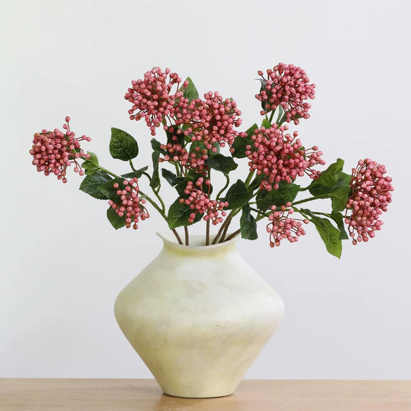 Artificial Hydrangea Stem, Single Stem with 2 Blooms, 21" Height, Silk Flower for Home Decor, Wedding Arrangements, and Commercial Displays