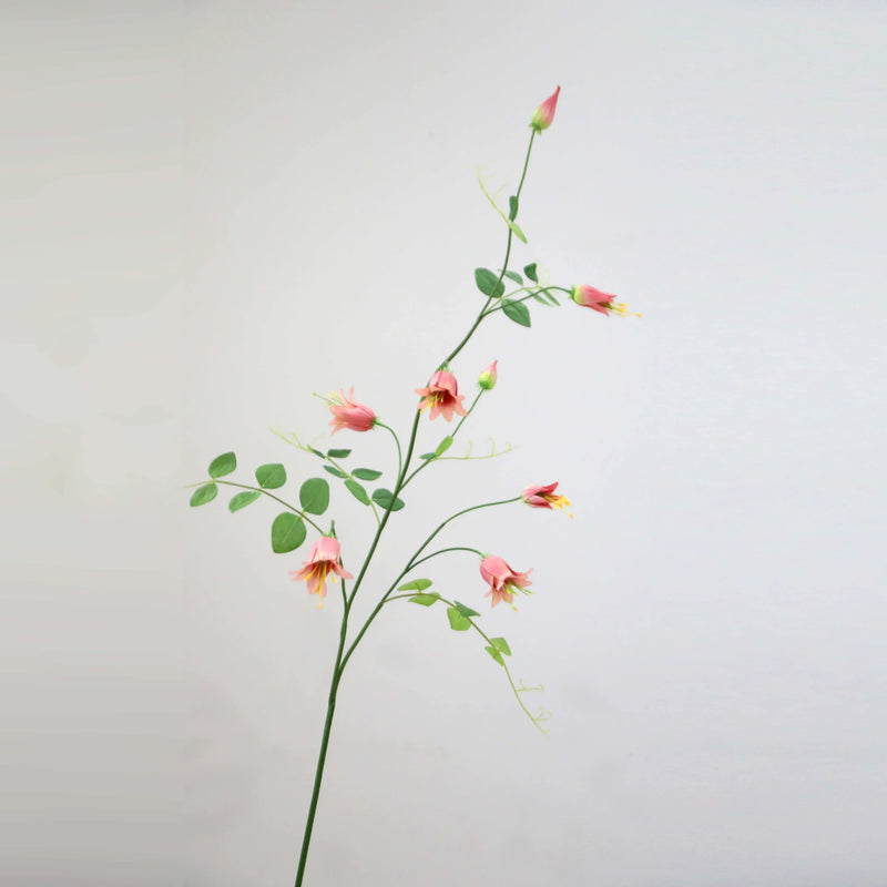 Single Stem Clematis Bellflower Artificial Silk Flower, 41" Tall, Light Luxury Style, 8 Blooms, Indoor Decor for Weddings, Homes, Offices