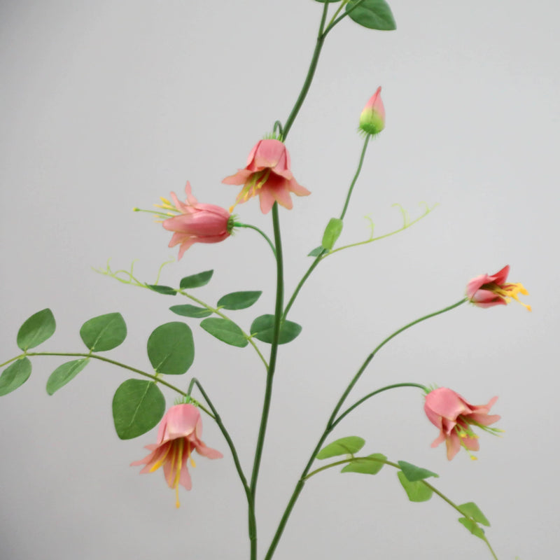 Single Stem Clematis Bellflower Artificial Silk Flower, 41" Tall, Light Luxury Style, 8 Blooms, Indoor Decor for Weddings, Homes, Offices