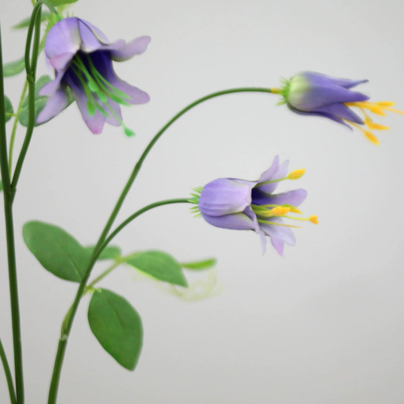 Single Stem Clematis Bellflower Artificial Silk Flower, 41" Tall, Light Luxury Style, 8 Blooms, Indoor Decor for Weddings, Homes, Offices